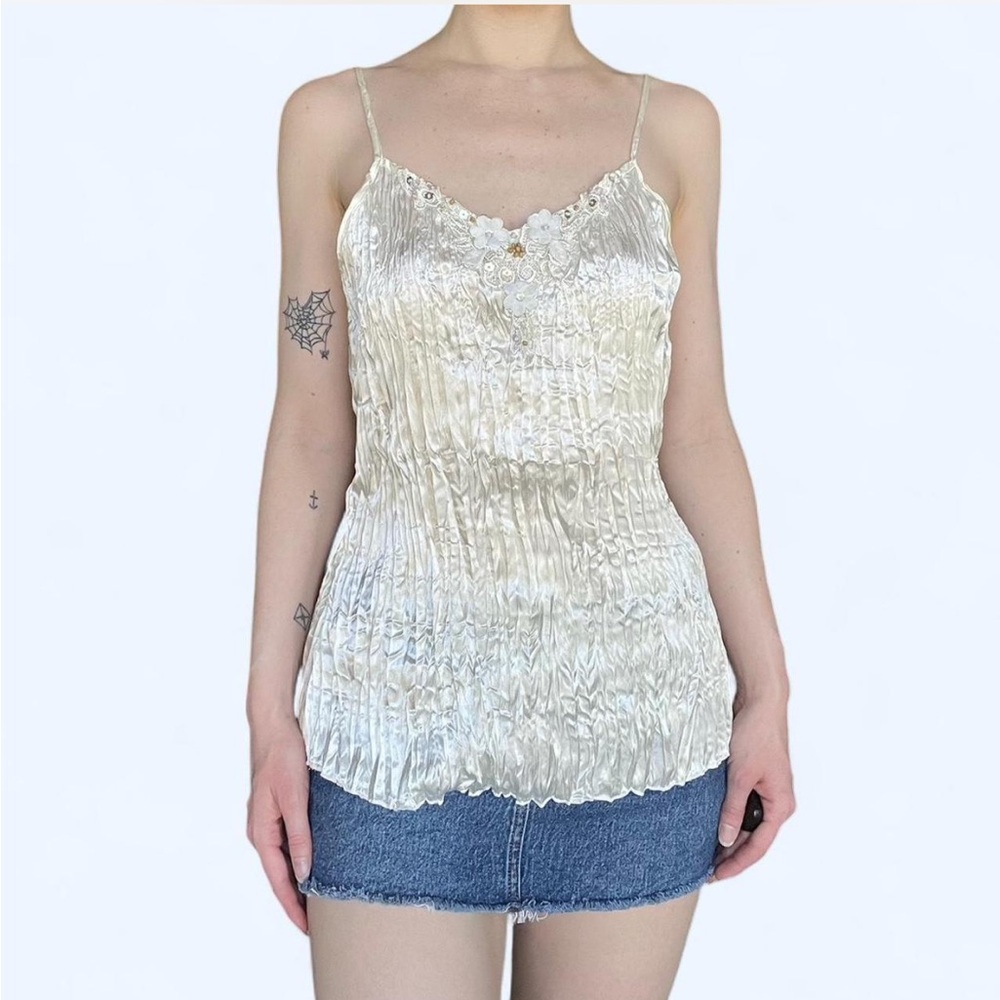 Y2k cream satin cami top